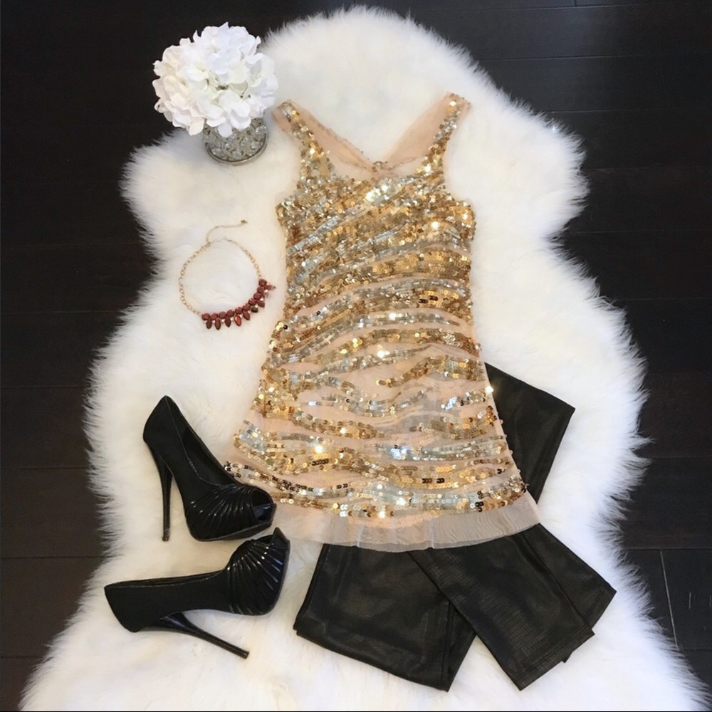 Wildcat gold sheer sequins tank